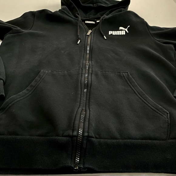 PUMA Black Hooded Zip Up Sweatshirt Jacket Coat Small Unisex  Casual - Picture 5 of 16